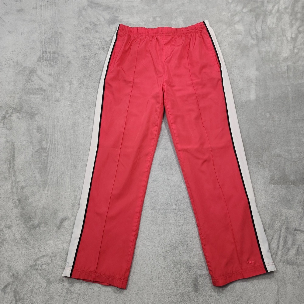 Vintage Athletic Works Pants Womens M PETITE Pink Track Lined Side Stripe Zip
